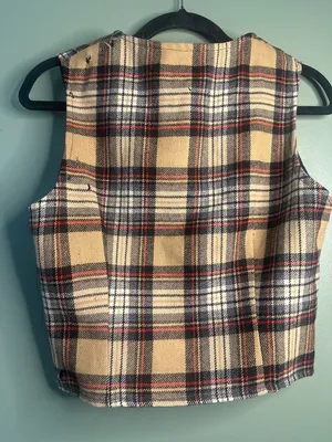 Vintage Browns of Bermuda Plaid Pure New Wool Vest US 12 Made England Old Money thumbnail 3