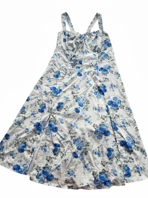 SHEIN Curve 0XL Blue Floral Lace-Up Back Slit Maxi Dress Bustier Corset thumbnail 1