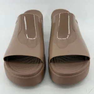 Crocs Brooklyn Slide Block High Shine Heel Sandals Latte Tan Women 11 Chunky Y2K thumbnail 2