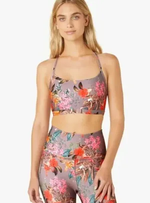 NWT Beyond Yoga Luxe Floral Print T-Back Sports Bra Small thumbnail 1