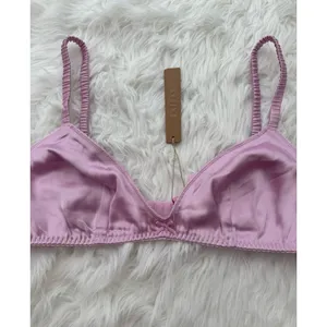 Skims Woven Shine Sleep Bralette Pink Rose Size Large thumbnail 5