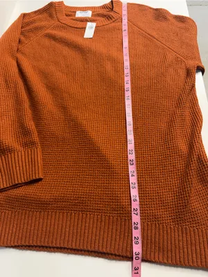 NWT Old Navy orange brown waffle knit sweater cozy fall Halloween autumn outdoor thumbnail 3