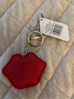 NWT- Crystal Vampire Fangs Lip Keychain - Red and Silver Rhinestone Accent thumbnail 3