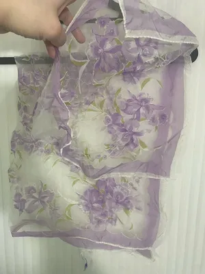 Sheer Floral Scarf in Lavender and White thumbnail 5