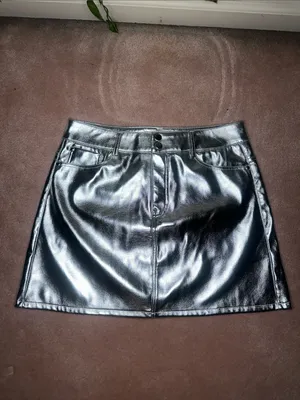 and now this Women's Faux-Leather Metallic Mini Skirt thumbnail 4