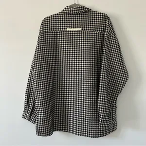 La Miel Tan Black Geometric Print Button Down Oversized Fall Shacket Jacket S thumbnail 2