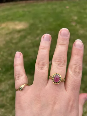 Vintage 925 Gold Ring with Ruby / sapphire Halo Accent thumbnail 8