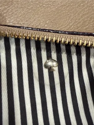 Kate Spade Beige Pebbled Leather Wristlet with Front zipper pocket. thumbnail 6