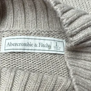 Abercrombie & Fitch Mock Neck Cable Knit Sweater Dress Tan Beige Large thumbnail 6