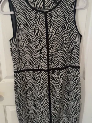 Ann Taylor Monochrome Zebra Pattern Midi Dress thumbnail 1