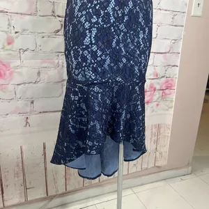 About Us Women's Angeline High Low Mermaid Ruffle Dress In Indigo Size XS NWT thumbnail 6