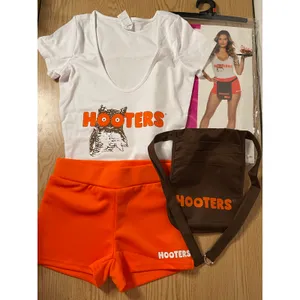 New Spirit 5pc Hooters girl Halloween Costume Shorts Pouch Socks Name Tag Xs 0-2 thumbnail 3