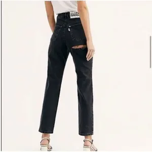 Free People Ragged Priest black destroyed straight size 32 jeans thumbnail 2
