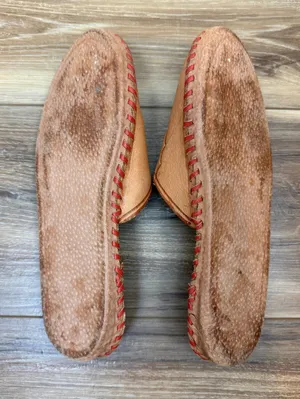 Polish Highlander Style Handcrafted Tan Red Stiching Leather Mule - Size - 39 thumbnail 6