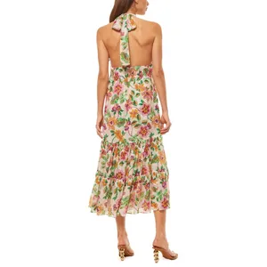 MISA Los Angeles Karolina Flora Exotica Halter Midi Dress NWT Small thumbnail 11