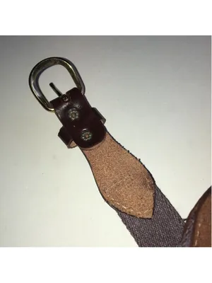 Vintage Woven Fabric and Brown Burgundy Leather Belt thumbnail 6