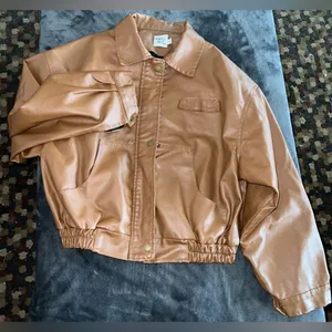Princess Polly Evie PU Jacket in Brown Size M/L thumbnail 2
