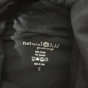 Natural‎ Life Oversized Black Long Sleeve Hoodie Top Pocket Cotton Blend S Boho thumbnail 4