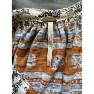 Free People Paisley Puff Sleeve Swing Boxy High Lo Frayed Hem Blouse Top S thumbnail 7