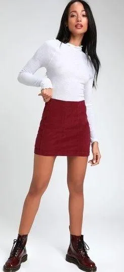 FREE PEOPLE Modern Femme Wine Red Mini Skirt thumbnail 2