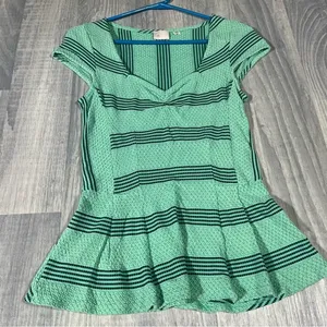 Postmark Anthropologie Green Striped Short Sleeve Dress; small Women’s thumbnail 1