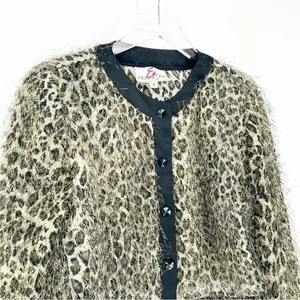Vintage En Francais by Huey Waltzer Animal Print Eyelash‎ Jacket Size S MobWife thumbnail 4