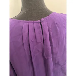 Joie Silk Long Sleeve Blouse Peasant Top Purple Scoop Neck Smocked Elastic Waist thumbnail 6