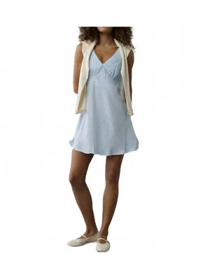 AE V-Neck Mini Slip Dress American Eagle NWT Blue White Hearts Size Medium thumbnail 3
