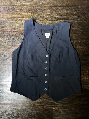 A New Day Black Button Front Vest Top Sleeveless Tailored Size Medium thumbnail 2