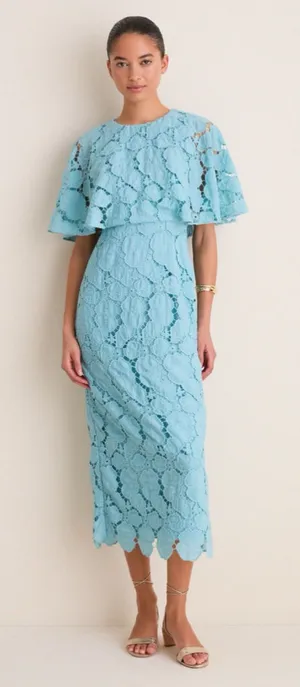 Tuckernuck Cameo Blue Eyelet Cape Leah Dress 8 Tea Garden Party Wedding Bridal thumbnail 1