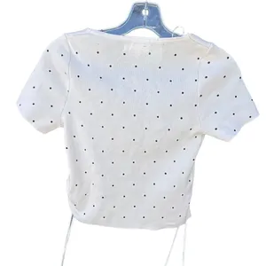 Klesis size S cropped ruched sides knit top polka dot thumbnail 2