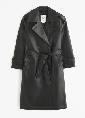 Vegan Leather Abercrombie Trench Coat thumbnail 1