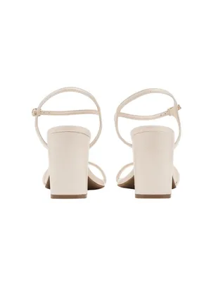 NWT Anne Klein Square Toe Dress Sandals Block Heel Bone Crinkle Off White 9M thumbnail 7