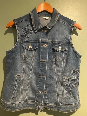 Westport 1962 Embroidered Denim Vest Small Y2K Boho Indie Cowgirl Layering Top thumbnail 1