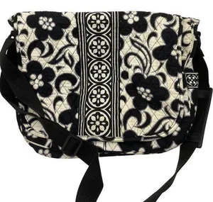VERA BRADLEY Black & White Floral Messenger Bag thumbnail 1