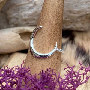 Large Crescent Moon Sterling silver Ring 8,9,10 thumbnail 5