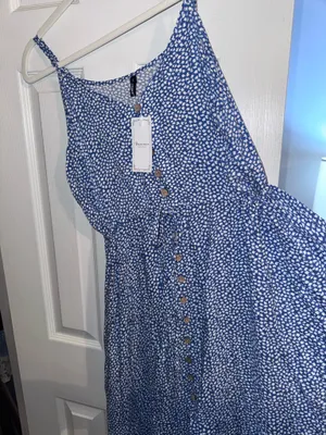 Light Blue Floral Flowy Midi Sundress Size L thumbnail 6