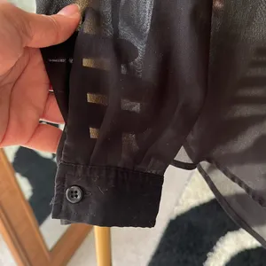 Free People Black Sheer Button-Up Blouse thumbnail 4