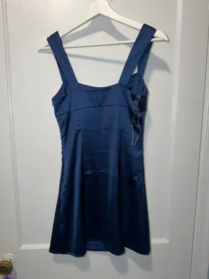 Peppermayo Exclusive - Odette Satin Mini Dress - Navy thumbnail 4