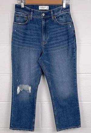 Abercrombie & Fitch women’s the ankle straight ultra high rise jean size 27 thumbnail 1