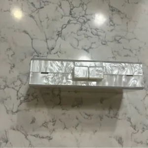 Mrs. White Marble Style Bridal‎ Clutch w/ Chain thumbnail 2