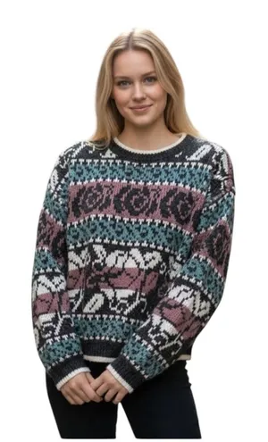 Vintage 80's Paris Sport Club Chunky Fair Isle Oversize Sweater M Breakfast Club thumbnail 1
