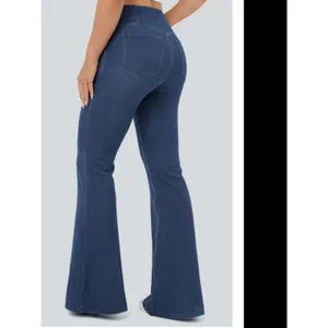 Halara Flex Blue Crossover Waist High Rise Flare Jeans NWT XS Reg thumbnail 7