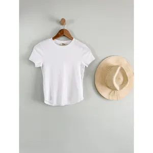 Madewell | NWT Ribbed Crewneck Tee (Re)generative Cotton Eyelet White | Sz XXS thumbnail 2