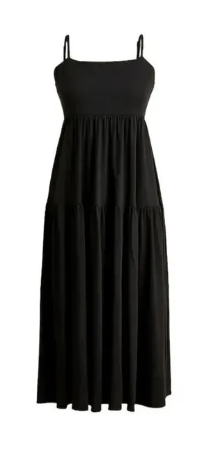 J.Crew Knit Tiered Dress Tie Back Black NWT XL thumbnail 1