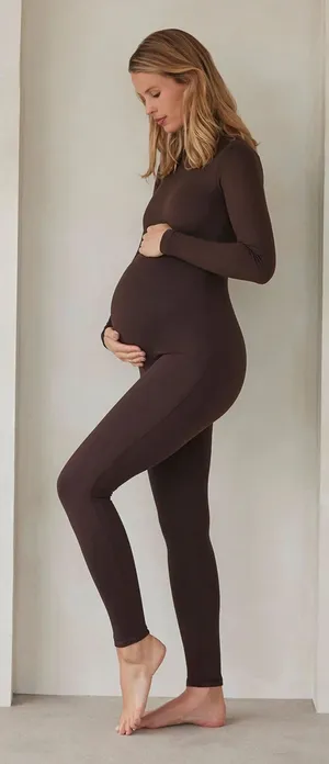 BUMPSUIT‎ The Penelope Mockneck Maternity Unitard Brown Medium NEW NWT thumbnail 1