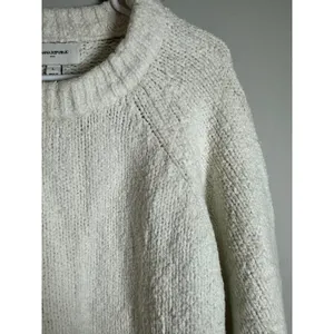 Banana Republic Boucle‎ Pullover Sweater White Merino Wool Blend Large 514676-02 thumbnail 4