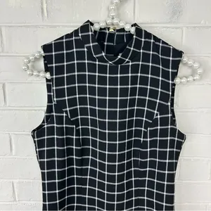 H&M Black Plaid Checked Grid Print Mini Dress Size 6 thumbnail 3
