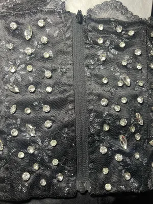 Finesse Love Hand Beaded Rhinestone Black Corset Top thumbnail 9