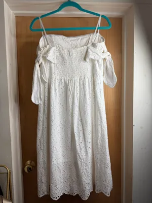 HD in Paris Women’s 100% Cotton White Eyelet Strapless Midi Dress. Size: Medium thumbnail 4